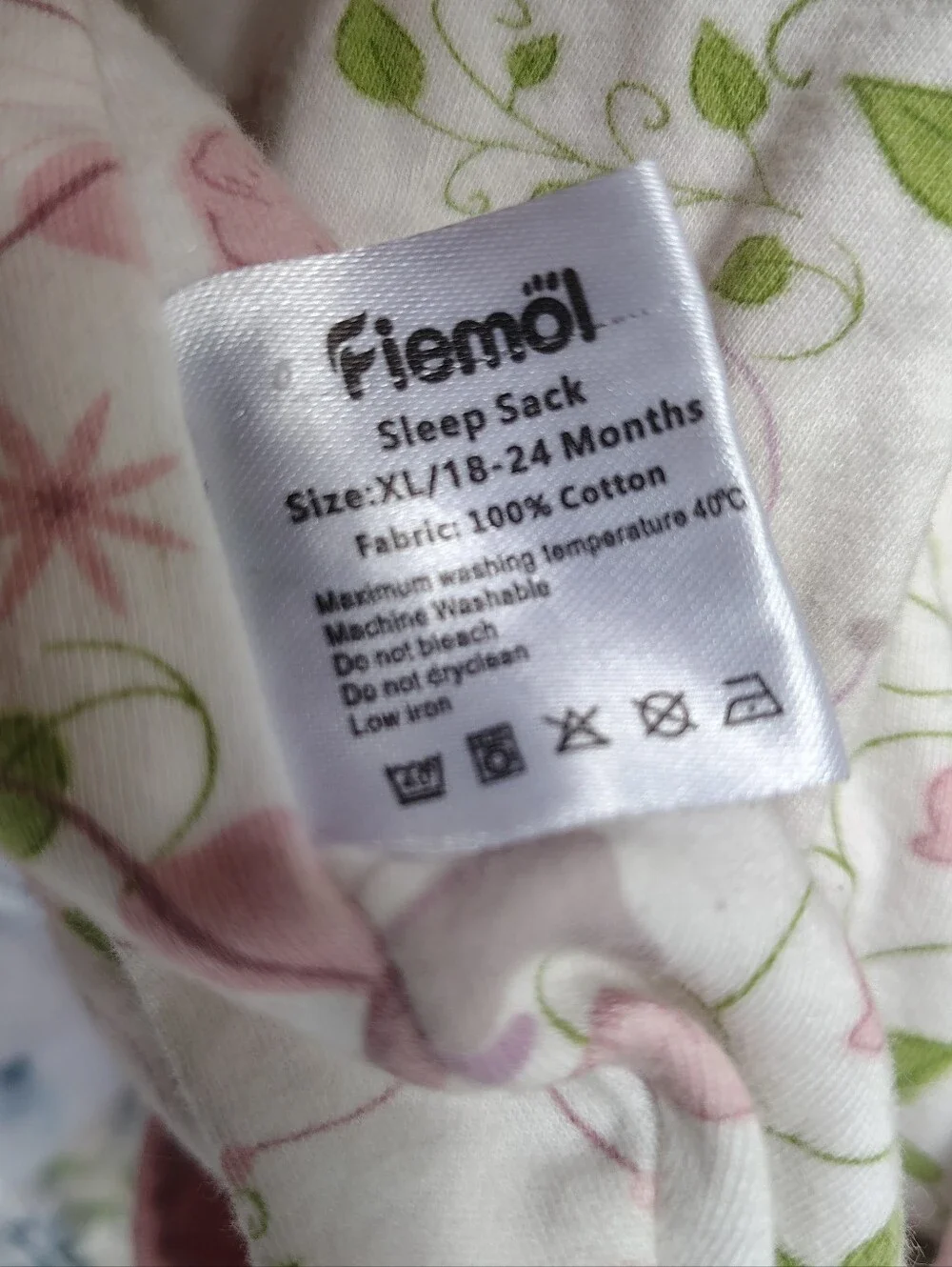 Pink & Green Floral Butterfly Fiemol Cotton Sleep Sack 18-24m